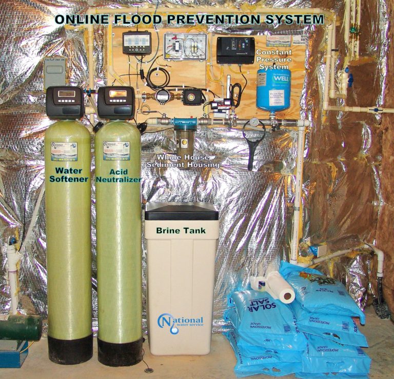 Water Softener with brine tank, Acid Neutralizer for pH & corrosion control, Constant Pressure Water System with online flood prevention and pump stop box