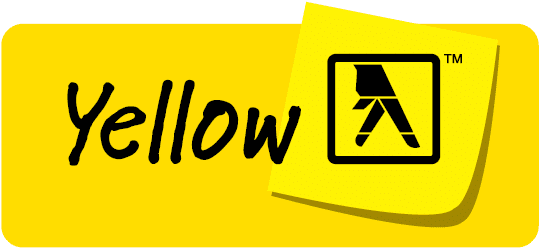 Logo featuring the word Yellow in black script on a yellow background, next to a stylized black walking fingers icon on a yellow sticky note, representing valuable resources like the National Water Service Resources in the Yellow Pages.