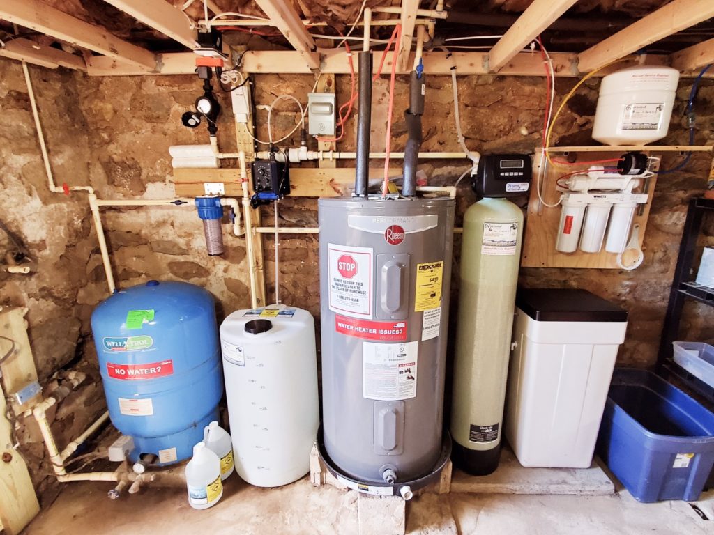 Pressure tank, Sediment Filter, Solution Feeder, Water Heater, Water Softener and a Reverse Osmosis