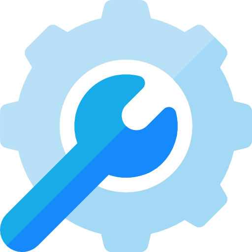 A Blue Wrench And Gear