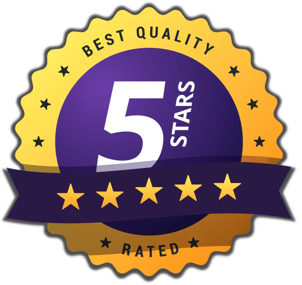 A Purple And Yellow Label With Stars And A Ribbon