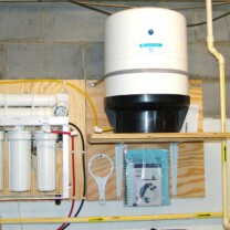 A Reverse Osmosis System for up too 99.9% contaminant free cooking & drinking water with a water pressure booster pump