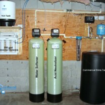 A Reverse Osmosis for up too 99.9% contaminant free cooking & drinking water, a Water Softener with Commercial Sized Brine Tank for hard water, an Acid Neutralizer for pH & corrosion control, a 20" Whole House Sediment Filter & a Constant Water Pressure Well Pump Control System.