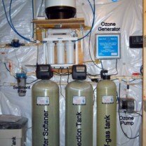 A Reverse Osmosis for up too 99.9% contaminant free cooking & drinking water, A Water Softener with Brine Tank for hard water, a Whole House Sediment Filter, a Sediment Collection Tank and a Whole House Ozone Generator to oxidize airborne odors and remove contaminants from water.