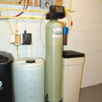 Water Softener with Brine Tank for hard water, a Solution Feeder for pH control, a Reverse Osmosis for contaminant free drinking water & a Whole House Sediment Filter