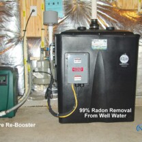 Radon in Water Remediation System with a water pressure booster pump