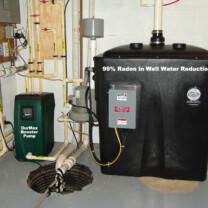 Radon in Water Remediation System with a water pressure booster pump