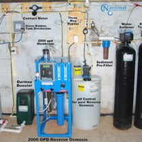 Whole House Commercial Grade Reverse Osmosis System for up too 99.9% contaminant free water, an 800 gallon storage tank, a Solution Feeder for corrosion and pH control, a Water Softener for hard water and re-purposed Turbidity Filter