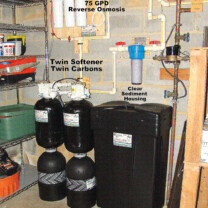 The Perfect City Water Treatment System. A Reverse Osmosis for 99.9% contaminant free drinking water and Twin Water Softener for hard water and Carbon Tank to remove low level