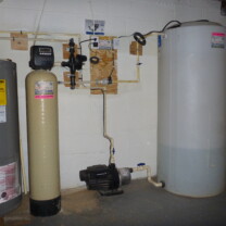 A Hot Water Heater, a filter, Grundfos Water Booster Pump for the Water Storage Tank