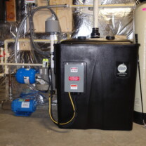 A Radon Reduction System with a pressure booster