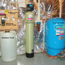 A Solution Feeder and Solution Tank for pH and corrosion control, a Iron Filter, a Whole House Sediment Filter and a Pressure Tank