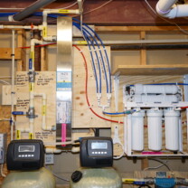 an ultraviolet light, valve heads and a reverse osmosis