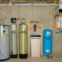 A Hot Water Heater in a Leak Prevention Pan, a Water Softener for hard water, an Acid Neutralizer for pH & Corrosion control, a Whole House Sediment Filter, Well Water Pressure Tank, a Reverse Osmosis for 99.9% containment free cooking and drinking water