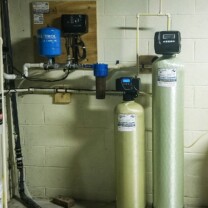 a constant pressure switch, a sediment filter, a water softener and a multimedia tank