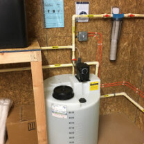 Solution Feeder and Miking Tank for pH and corrosion control and a 20 inch Whole House Sediment Filter