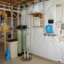 an ultraviolet bacteria disinfection light, a sediment filter, a water softener, a multimedia tank, reverse osmosis, a constant pressure system and a sump pump