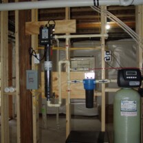 an ultraviolet bacteria disinfection light, a sediment filter and a water softener