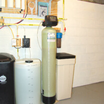 a reverse osmosis, a Solution feeder, a sediment filter and a water softener