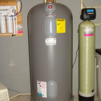 reverse osmosis, a water heater and a water softener