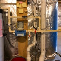 Before shot of replacing a cracked Sediment Filter housing with a new easy to use 3 piece Sediment Filter for an easier filter change for our happy new customer. Replacing Sediment Housing