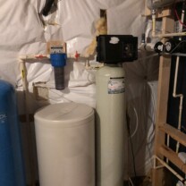 a water softener and a sediment filter