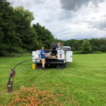 dropping pump with new pipe and wire