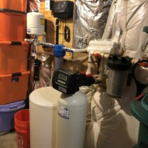 a constant pressure system. a sediment filter and a water softener