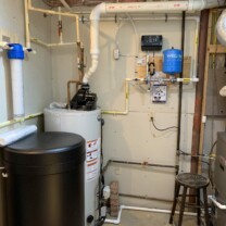Constant water pressure system, a 20 inch sediment filter and a commercial brine tank