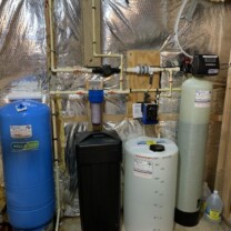 Pressure Tank, Water Softener with a brine tank, Solution feeder and a sediment filter