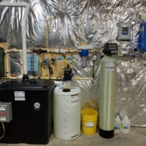 sump pump, a radon remediation and pressure booster, Solution feeder, sediment filter, kx pro and a constant pressure system