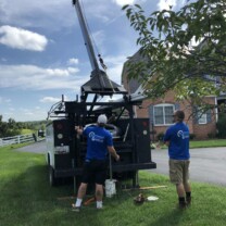 setting up the hoist truck