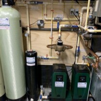 Twin Water Softeners, a Carbon Tank, sediment filter & twin booster pumps