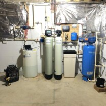 Solutionl feeder, a sediment filter, a water softener, multimedia tank , a constant water pressure system with a back up pressure tank