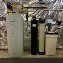 solution feeder, Ultraviolet disinfection light, Water softener, sediment filter, constant pressure system and a mixing tank.
