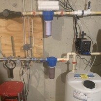 pre and post treatment sediment filters and a Solution feeder