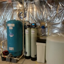 Water Pressure Tank, Carbon Tank, Water Softener, sediment filter and a clean water storage tank