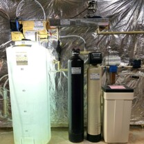 Solution feeder, Ultraviolet disinfection light, Water softener, sediment filter, constant pressure system and a mixing tank.