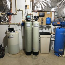 Solution feeder, a sediment filter, a water softener, multimedia tank , a constant water pressure system with a back up pressure tank