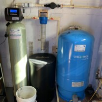 water softener, sediment filter and pressure tank