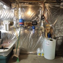 reverse osmosis, sediment filter, constant water pressure system and a solution feeder