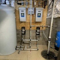 leak protection alarm, subdrive utility water pressure control boxes, pressure tank, sump pump, flood protection barriers, water storage and water pressure boosters.