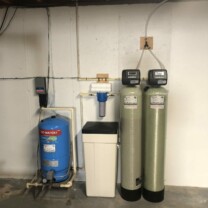 pressure tank, water softener, acid neutralizer and a sediment filter