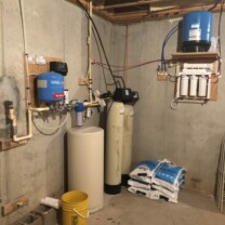 constant pressure system, sediment filter, water softener and a reverse osmosis system
