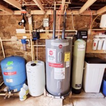 Pressure tank, Sediment Filter, Solution Feeder, Water Heater, Water Softener and a Reverse Osmosis