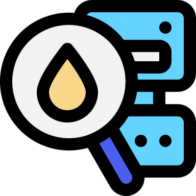 A Blue And White Logo With A Drop Of Water In The Center